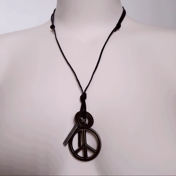 BRONZE & LEATHER Retro Vintage Necklace - Picture 3 of 7